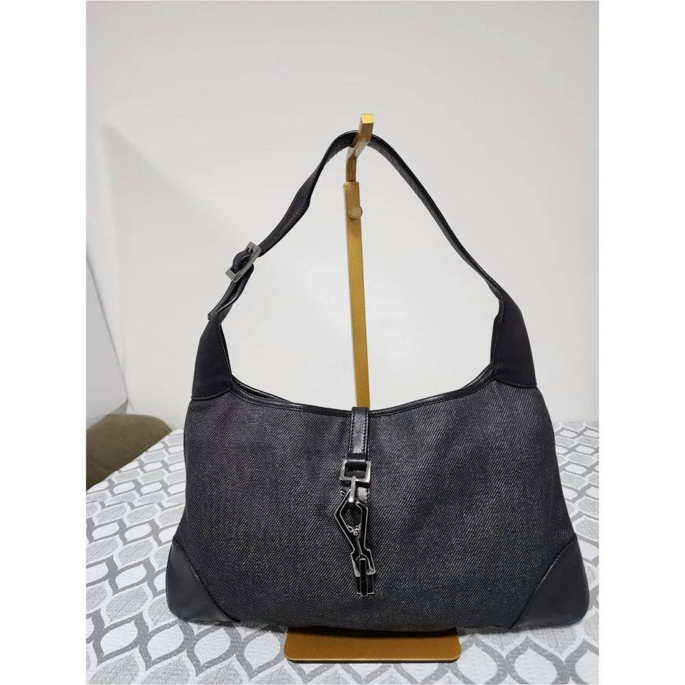 GUCCI Vintage Jackie Hobo Denim Bag Black